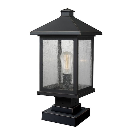Z-Lite Portland 1 Light Outdoor Pier Mount Light, Oil Rubbed Bronze And Clear Seedy 531PHBS-SQPM-ORB